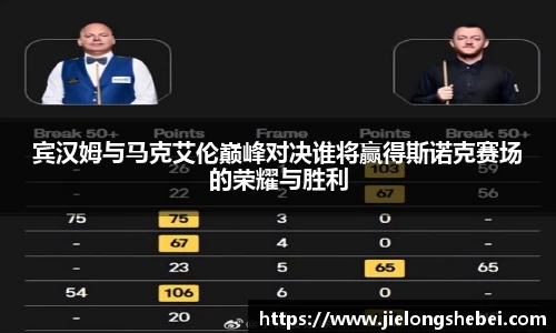 宾汉姆与马克艾伦巅峰对决谁将赢得斯诺克赛场的荣耀与胜利